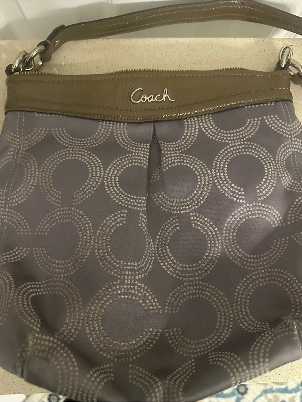 Coach Signature C Shoulder Bag – Gray/Taupe